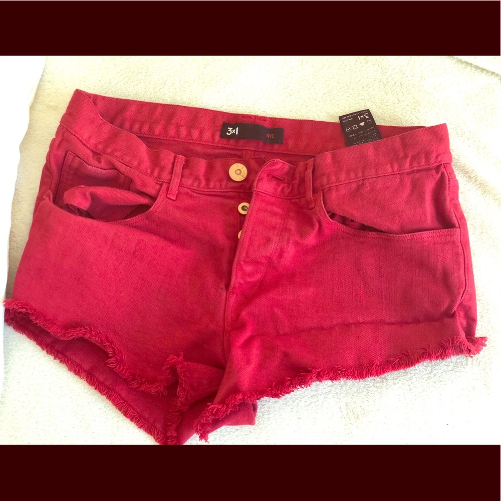3x1 red jean shorts size 27. Worn twice
